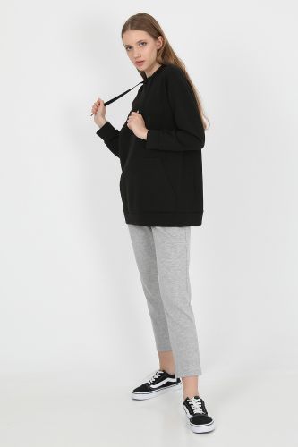 JOHN FRANK WOMAN SPORTS&LOUNGEWEAR CHIC LONG SWEATSHIRT SİYAH - 9